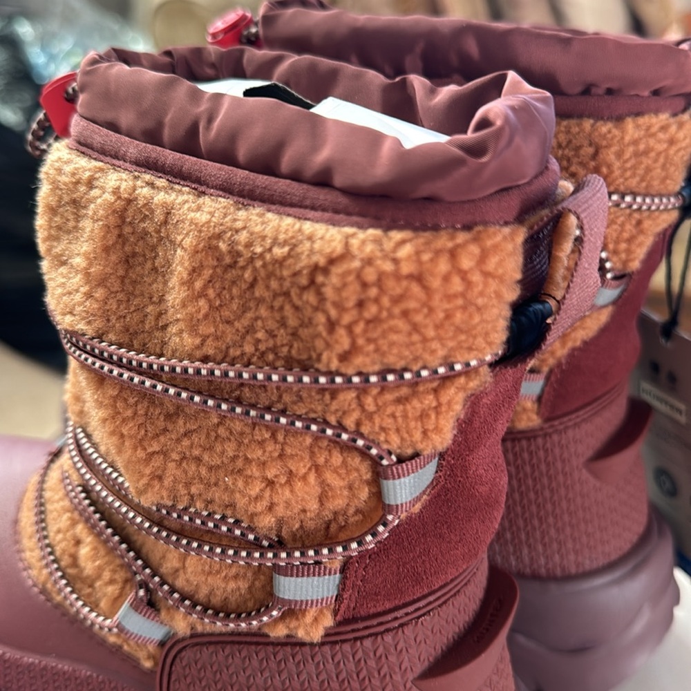 Hunter Wanderer Short Sherpa Snow Boot Mawson Creek/Muted Berry 5 women - Picture 7 of 10